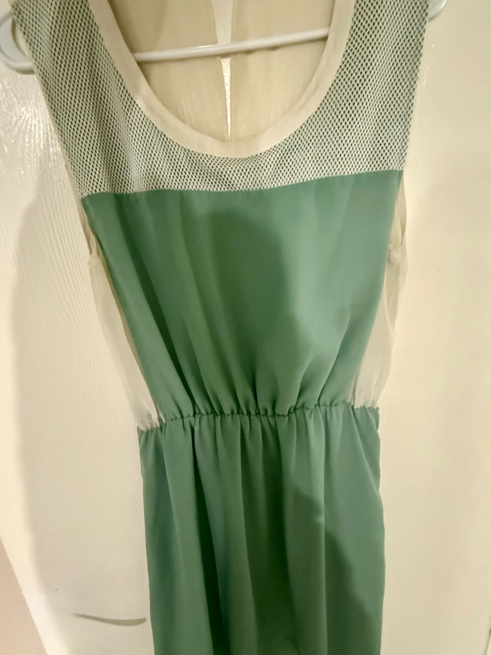 Lulumari Mint Green Dress with Cream Mesh Yoke size L